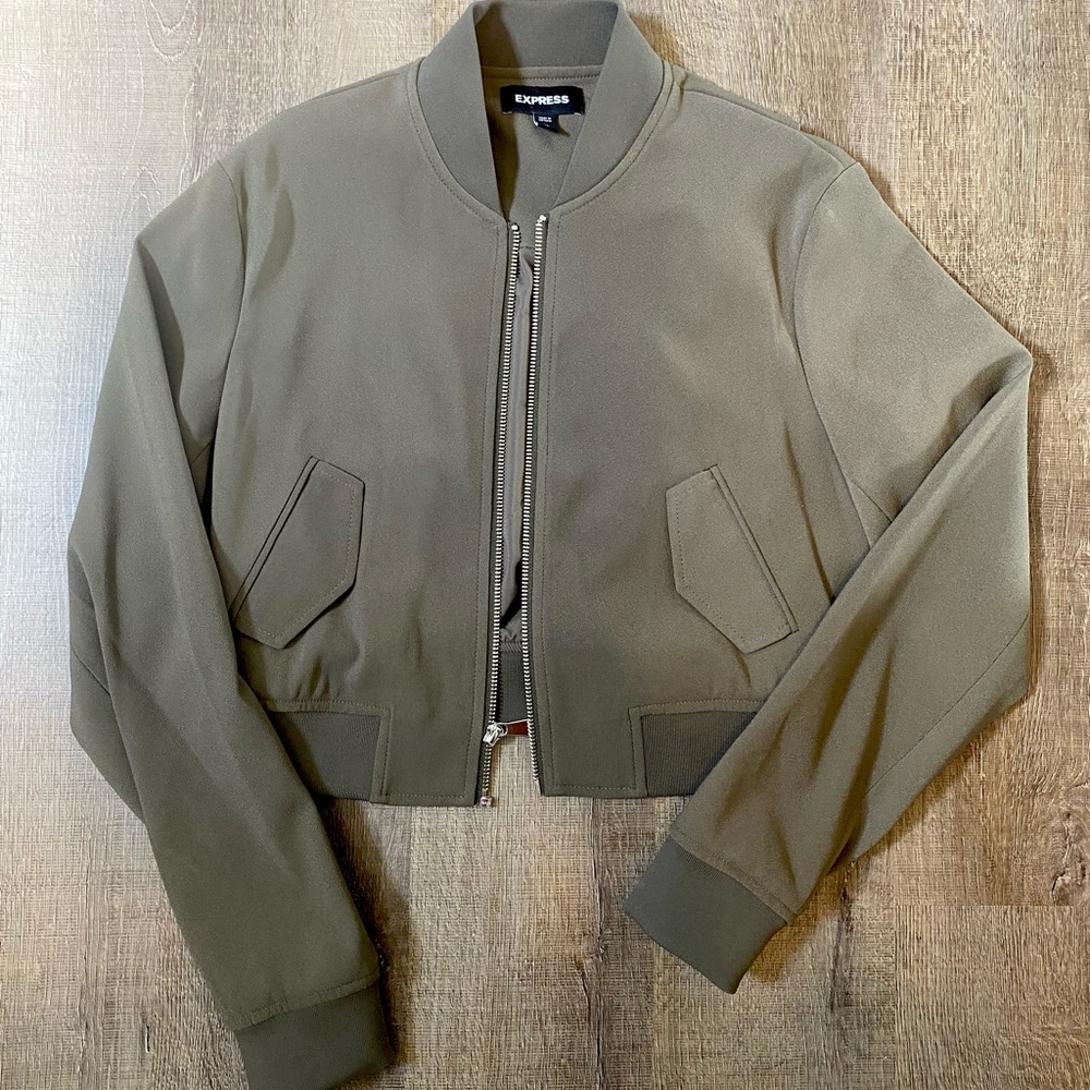 Express Olive Bomber Jacket